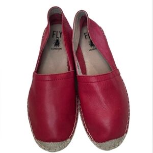 Fly London Serj Espadrille Loafers – Bolf Red Leather – Size 37 EU (US 6–6.5)